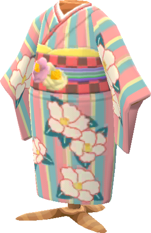 kimono a rayas rosa