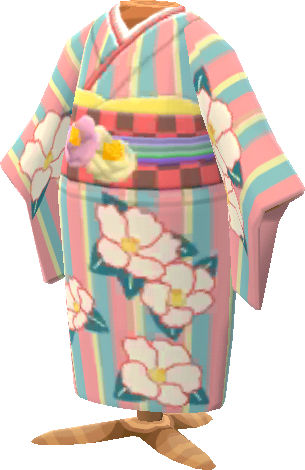 kimono à rayures roses