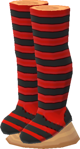 紅黑粗橫紋褲襪