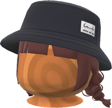 black bucket-hat wig