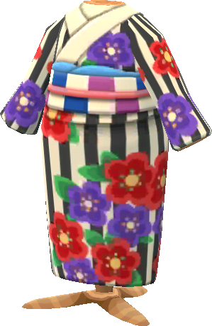 kimono flores y rayas