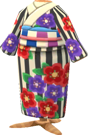 striped blossom kimono