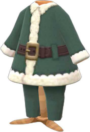 chic green Santa suit