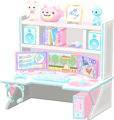 cute pastel gaming desk