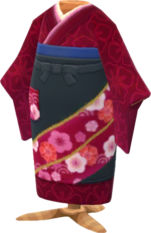 kimono floreciente rojo