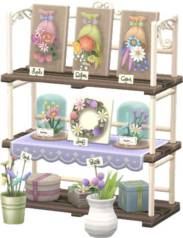 dried-flower shop shelves