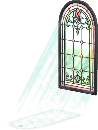 Rosaglas-Bogenfenster