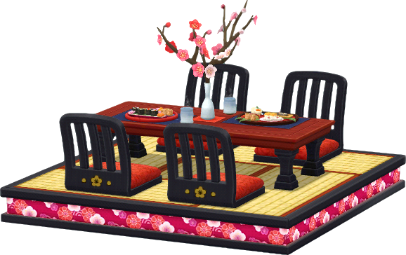 Rot-Blütenbistro-Tisch