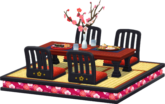 set comedor flor. rojo