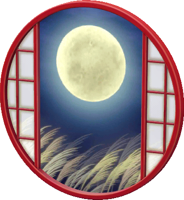 빨간색 보름달 밤하늘 창문