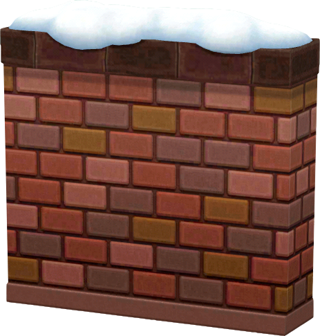 mur de briques enneigé