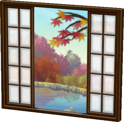 楓葉與紙拉門窗戶‧深棕色