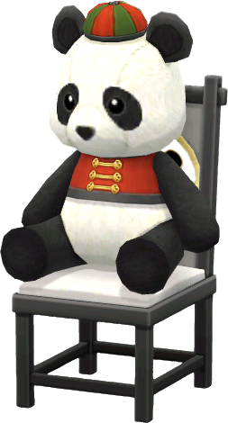 peluche panda sur chaise