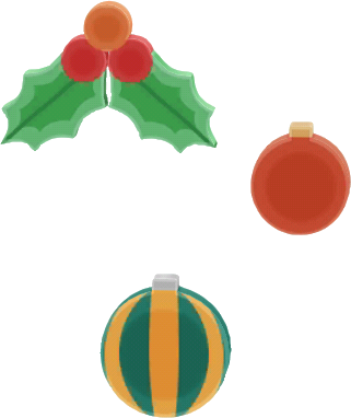 holly ornament set A