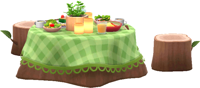green veggie dining set