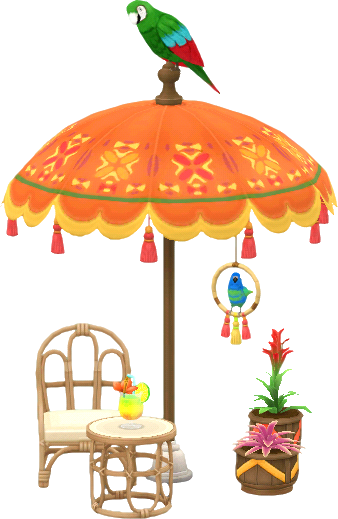 table rotin sous parasol