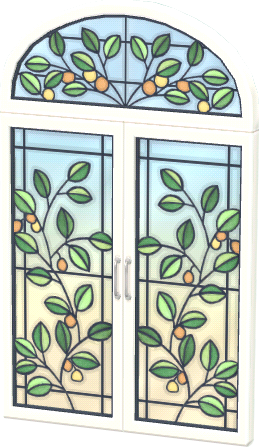 화이트 식물 무늬 장식 창문
