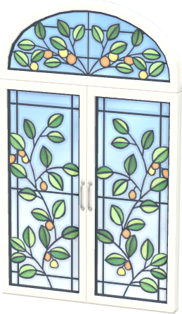 white glass plant window