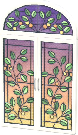 화이트 식물 무늬 장식 창문