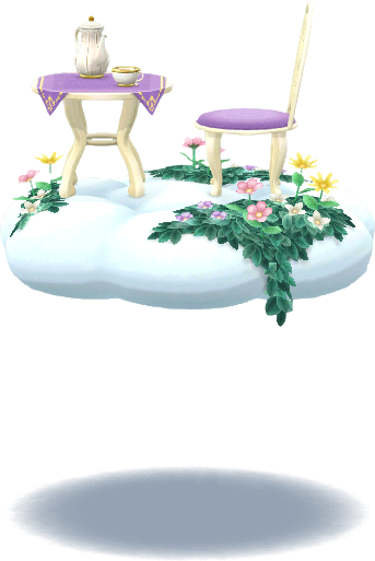 silla y mesa sobre nube