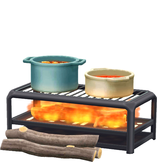 따뜻한 캠프 요리 세트