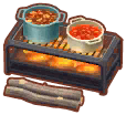 따뜻한 캠프 요리 세트