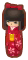 빨간 옷의 일본 목각인형